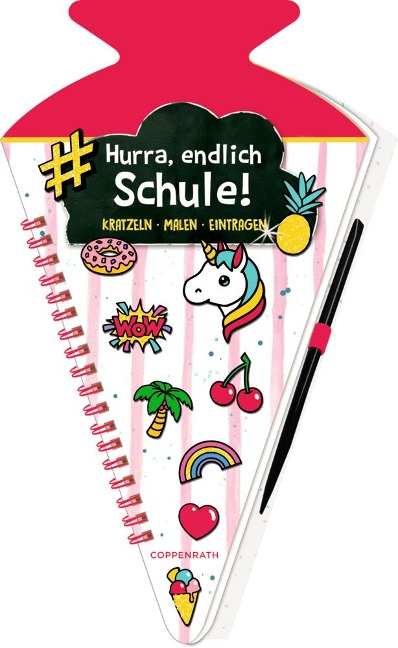 Schultüten-Kratzelbuch - Funny Patches - Hurra, endlich Schule! (pink) - 
