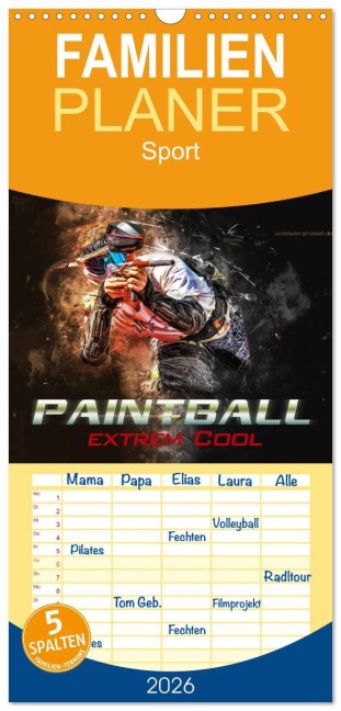 Familienplaner 2026 - Paintball - extrem cool mit 5 Spalten (Wandkalender, 21 x 45 cm) CALVENDO - Peter Roder