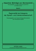 Cover-Bild zum Titel 'Regionalität als Kategorie der Sprach- und Literaturwissenschaft' von ''