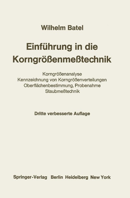Einführung in die Korngrößenmeßtechnik - Wilhelm Batel
