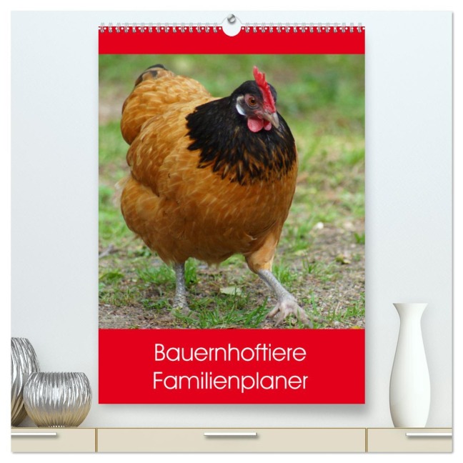 Bauernhoftiere Familienplaner (hochwertiger Premium Wandkalender 2025 DIN A2 hoch), Kunstdruck in Hochglanz - Kattobello Kattobello