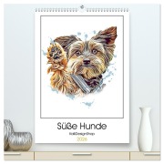 Cover-Bild zum Titel 'Süße Hunde (hochwertiger Premium Wandkalender 2026 DIN A2 hoch), Kunstdruck in Hochglanz' von 'KalliDesignShop KalliDesignShop'
