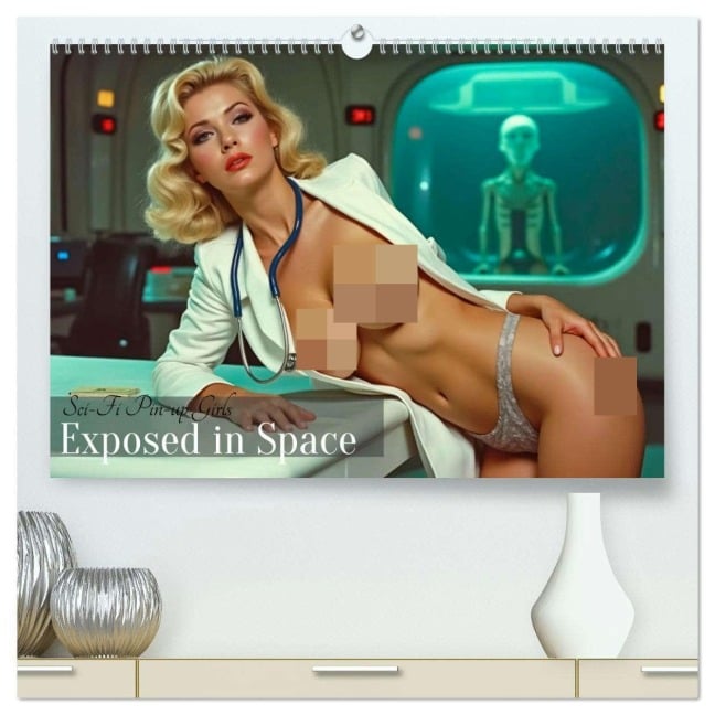 Sci-Fi Pin-up Girls - Exposed in Space (hochwertiger Premium Wandkalender 2026 DIN A2 quer), Kunstdruck in Hochglanz - Sell Pixs:Sell