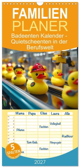 Familienplaner 2027 - Badeenten Kalender - Quietscheenten in der Berufswelt mit 5 Spalten (Wandkalender, 21 x 45 cm) CALVENDO - Mb Fotografie