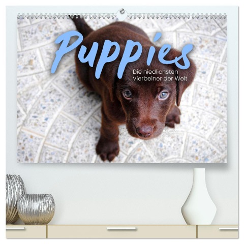 Puppies - Die niedlichsten Vierbeiner der Welt. (hochwertiger Premium Wandkalender 2025 DIN A2 quer), Kunstdruck in Hochglanz - Sf Sf