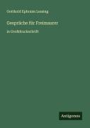 Cover-Bild zum Titel 'Gespräche für Freimaurer' von 'Gotthold Ephraim Lessing'