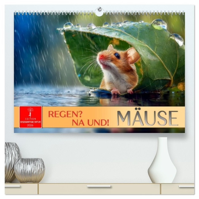 Regen? Na und! Mäuse (hochwertiger Premium Wandkalender 2026 DIN A2 quer), Kunstdruck in Hochglanz - Peter Roder