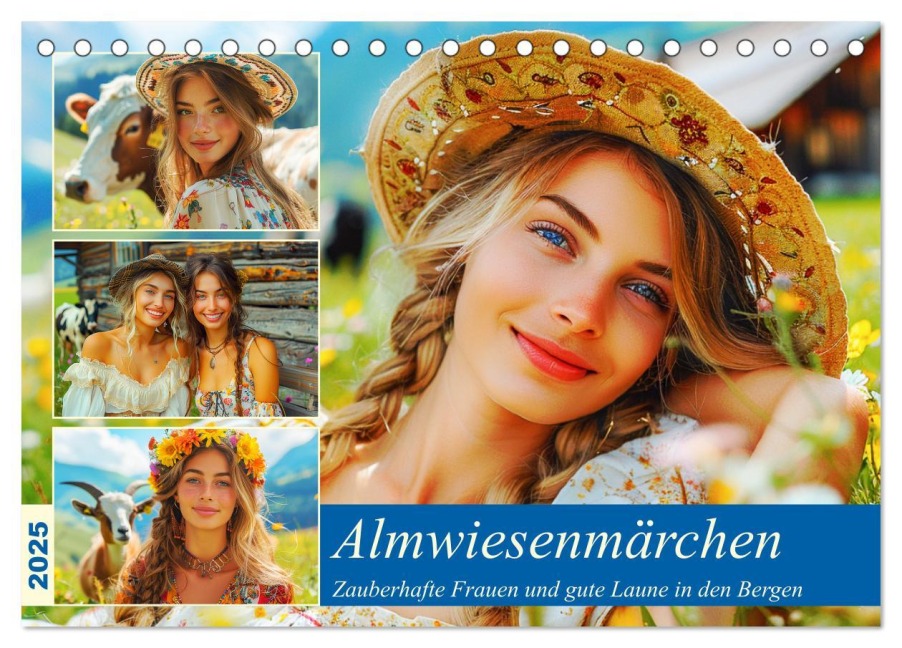 Almwiesenmärchen. Zauberhafte Frauen und gute Laune in den Bergen (Tischkalender 2025 DIN A5 quer), CALVENDO Monatskalender - Rose Hurley