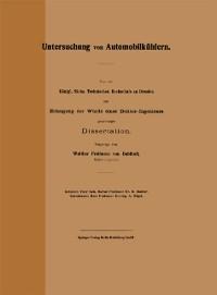 Untersuchung von Automobilkühlern - Walter Freiherr Von Doblhoff
