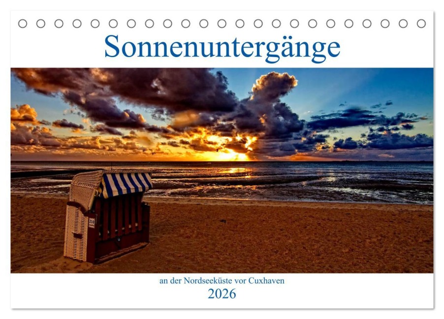Sonnenuntergänge, an der Nordseeküste vor Cuxhaven (Tischkalender 2026 DIN A5 quer), CALVENDO Monatskalender - Dt-Fotografie Detlef Thiemann