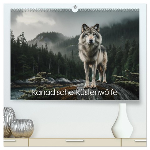 Kanadische Küstenwölfe (hochwertiger Premium Wandkalender 2025 DIN A2 quer), Kunstdruck in Hochglanz - Peter R. Stuhlmann
