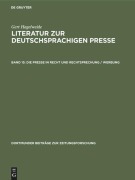 Cover-Bild zum Titel 'Die Presse in Recht und Rechtsprechung / Werbung' von 'Gert Hagelweide'