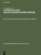 Cover-Bild zum Titel 'Die Presse in Recht und Rechtsprechung / Werbung' von 'Gert Hagelweide'