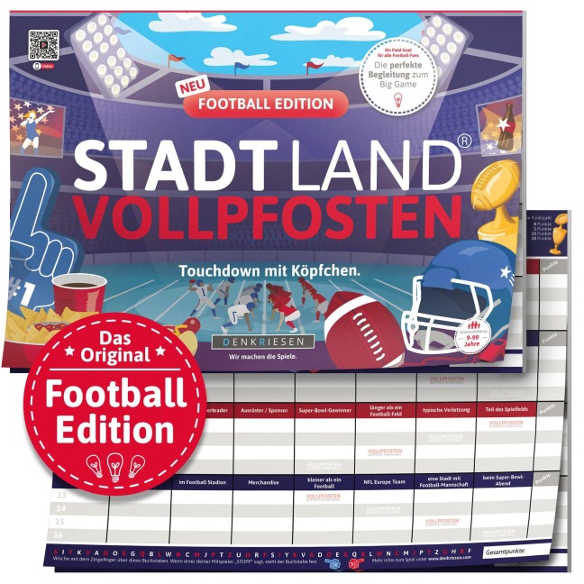 DENKRIESEN - STADT LAND VOLLPFOSTEN® - FOOTBALL EDITION - "Touchdown mit Köpfchen." - A4 - Denis Görz, Ricardo Barreto