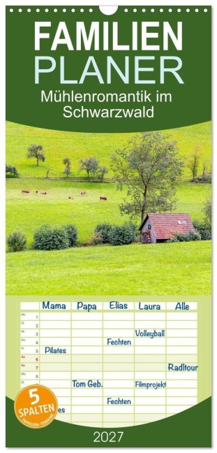 Familienplaner 2027 - Mühlenromantik im Schwarzwald mit 5 Spalten (Wandkalender, 21 x 45 cm) CALVENDO - Herbert Osterrieder