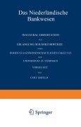 Cover-Bild zum Titel 'Das Niederländische Bankwesen' von 'Curt Eisfeld'