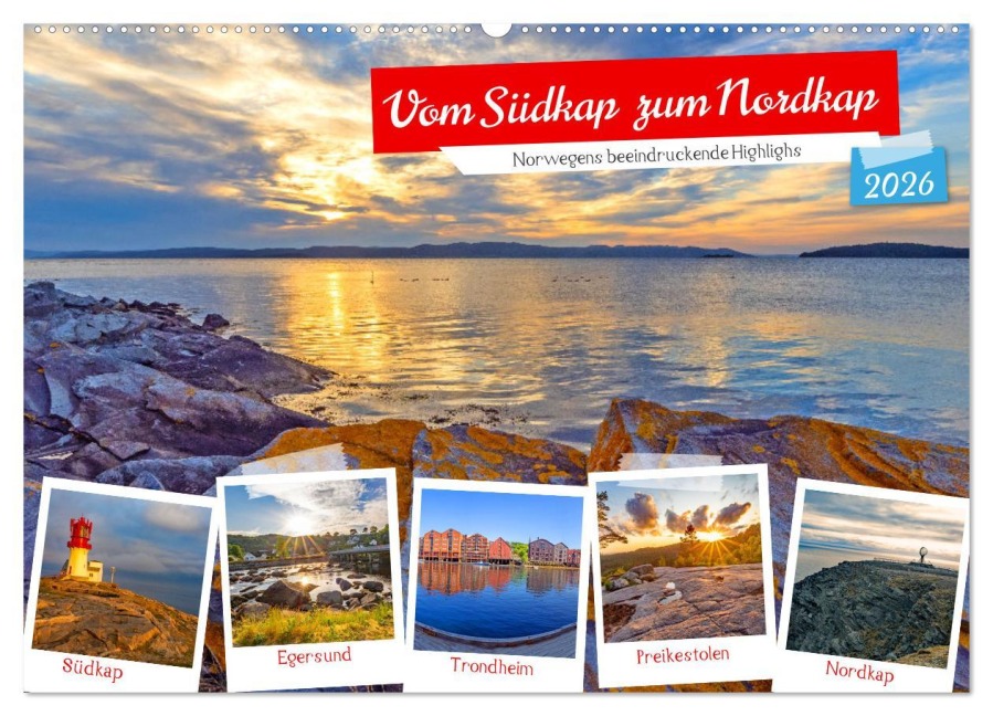 Vom Südkap zum Nordkap (Wandkalender 2026 DIN A2 quer), CALVENDO Monatskalender - Christa Kramer