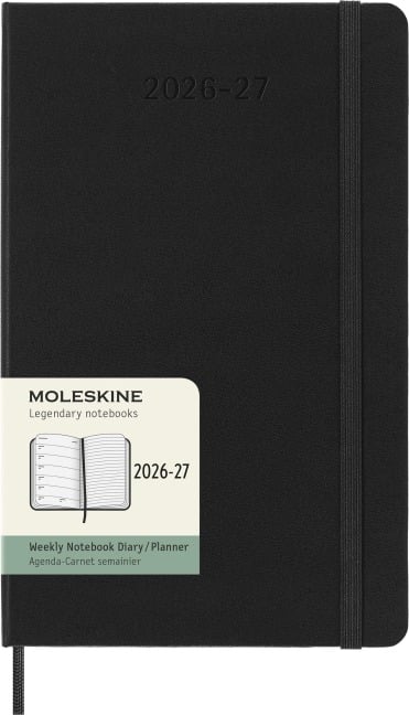 Moleskine 18 Monate Wochen Notizkalender 2026/2027, L/A5, 1 Wo = 1 Seite, Rechts linierte Seite, Fester Einband, Schwarz - 