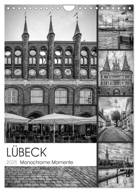 LÜBECK Monochrome Momente (Wandkalender 2025 DIN A4 hoch), CALVENDO Monatskalender - Melanie Viola