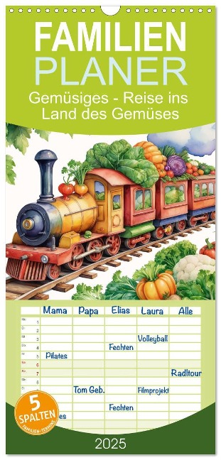 Familienplaner 2025 - Gemüsiges - Reise ins Land des Gemüses mit 5 Spalten (Wandkalender, 21 x 45 cm) CALVENDO - Stanley Hinz