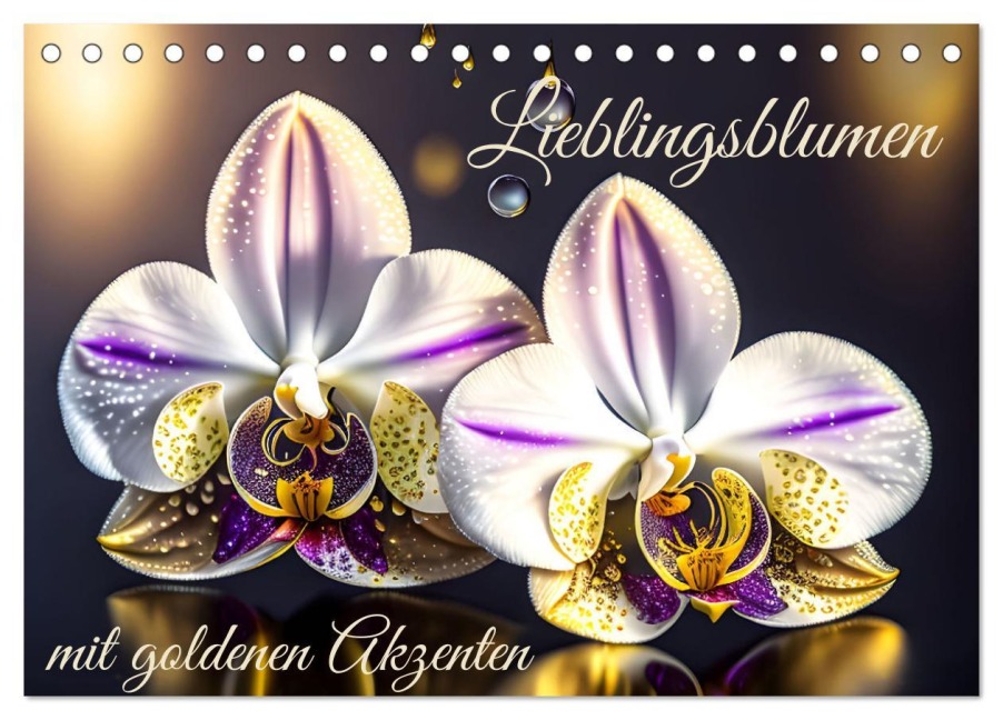 Lieblingsblumen mit goldenen Akzenten (Tischkalender 2026 DIN A5 quer), CALVENDO Monatskalender - Marion Bönner