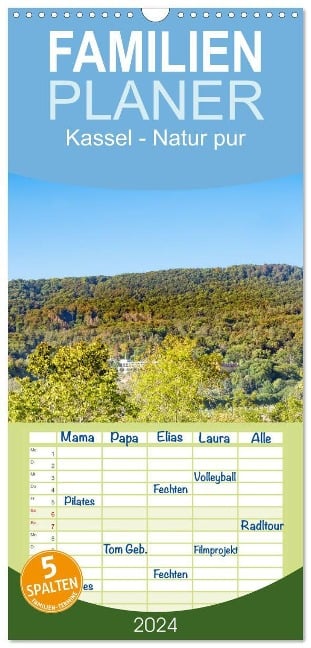 Familienplaner 2024 - Kassel - Natur pur mit 5 Spalten (Wandkalender, 21 x 45 cm) CALVENDO - 