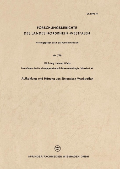 Aufkohlung und Härtung von Sintereisen-Werkstoffen - Helmut Weiss