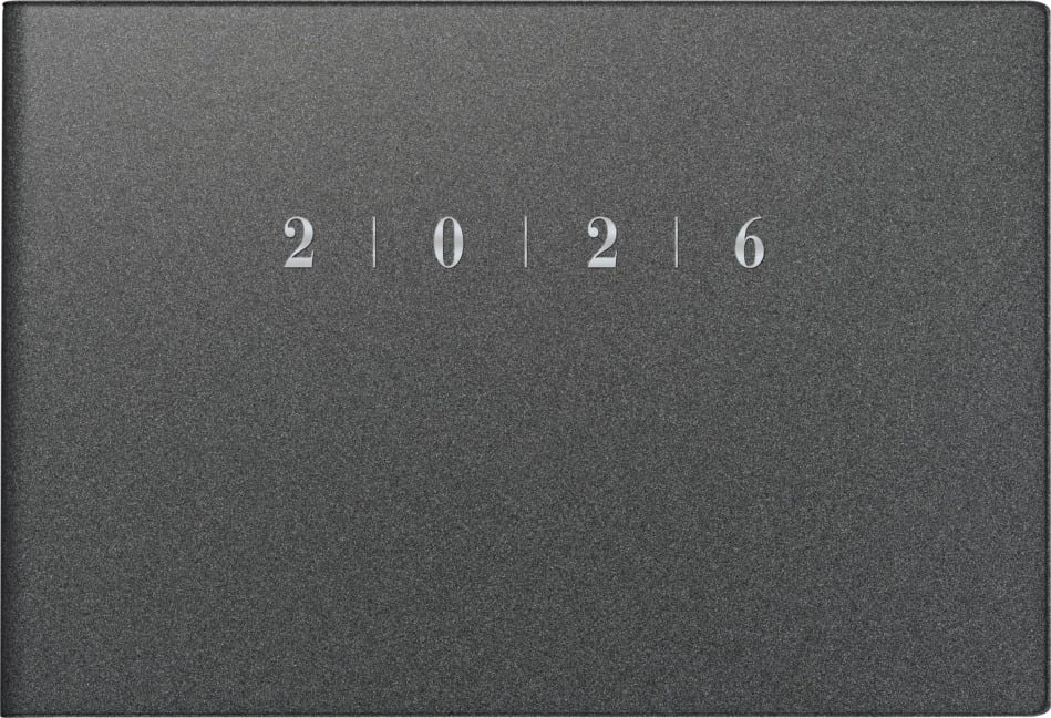 rido/idé 7017563806 | Taschenkalender Mod. Septimus 2026 | A6 quer, Kunststoff, grau - 
