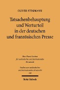 Cover-Bild zum Titel 'Tatsachenbehauptung und Werturteil in der deutschen und französischen Presse' von 'Oliver Stegmann'