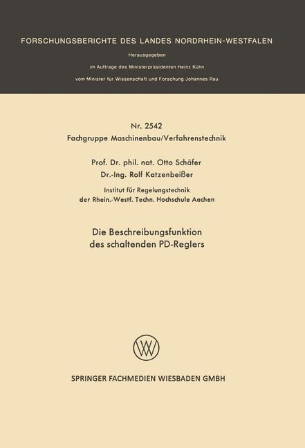 Die Beschreibungsfunktion des schaltenden PD-Reglers - Otto Schäfer