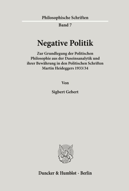 Negative Politik. - Sigbert Gebert