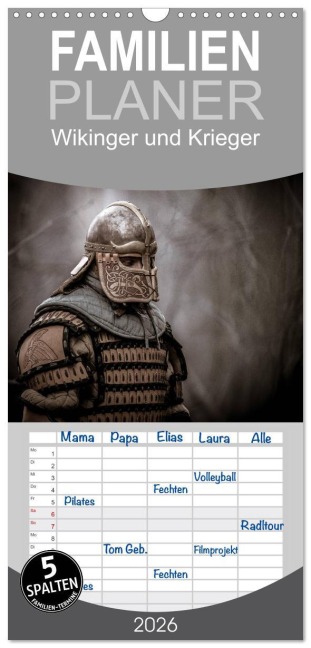 Familienplaner 2026 - Wikinger und Krieger mit 5 Spalten (Wandkalender, 21 x 45 cm) CALVENDO - Jochen Kunz