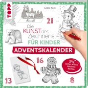 Cover-Bild zum Titel 'Die Kunst des Zeichnens für Kinder Adventskalender' von 'Gecko Keck'