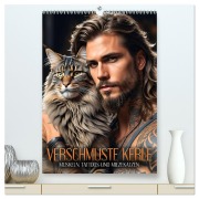 Cover-Bild zum Titel 'Verschmuste Kerle - Muskeln, Tattoos und Miezekatzen (hochwertiger Premium Wandkalender 2026 DIN A2 hoch), Kunstdruck in Hochglanz' von 'Renate Utz'