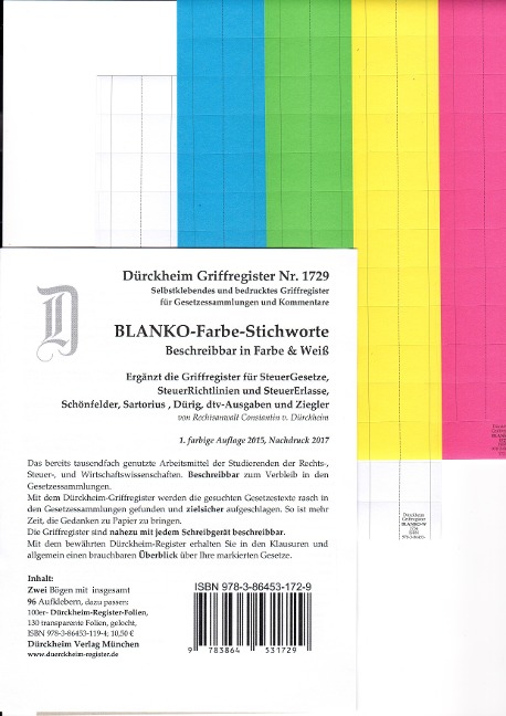 DürckheimRegister® BLANKO: FARBE-GROSS Beschreibbar - Constantin von Dürckheim