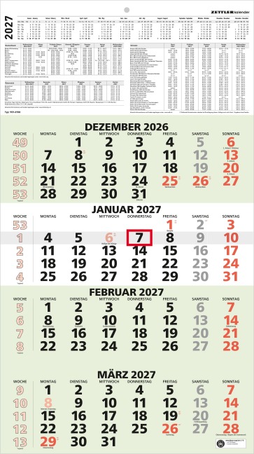 ZETTLER 4-Monatskalender grün Blauer Engel* 2027 - 