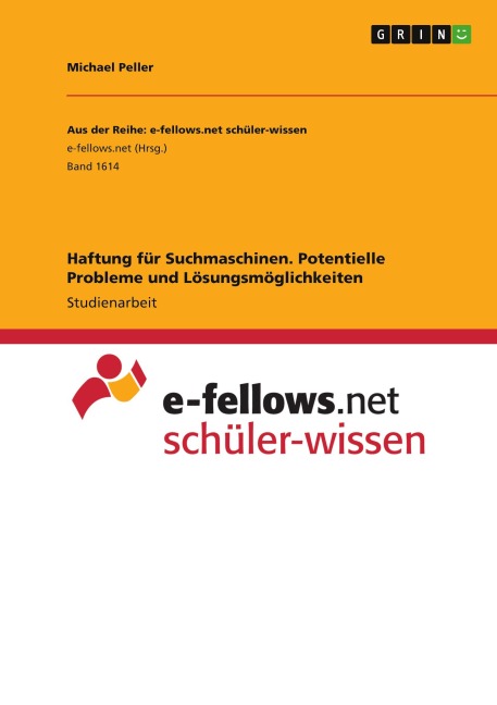 Haftung für Suchmaschinen. Potentielle Probleme und Lösungsmöglichkeiten - Michael Peller