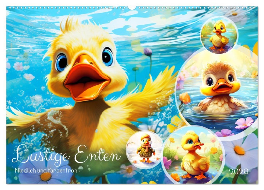 Lustige Enten. Niedlich und farbenfroh (Wandkalender 2026 DIN A2 quer), CALVENDO Monatskalender - Rose Hurley
