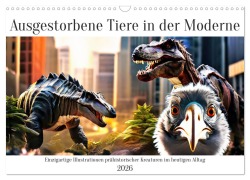 Cover-Bild zum Titel 'Ausgestorbene Tiere in der Moderne (Wandkalender 2026 DIN A3 quer), CALVENDO Monatskalender' von 'Peter Kraaibeek'