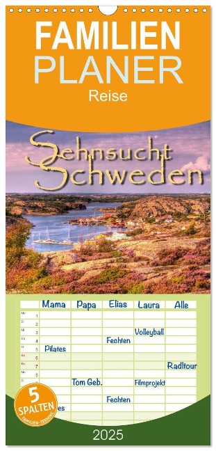 Familienplaner 2025 - Sehnsucht Schweden - Sverige mit 5 Spalten (Wandkalender, 21 x 45 cm) CALVENDO - Stefan Sattler