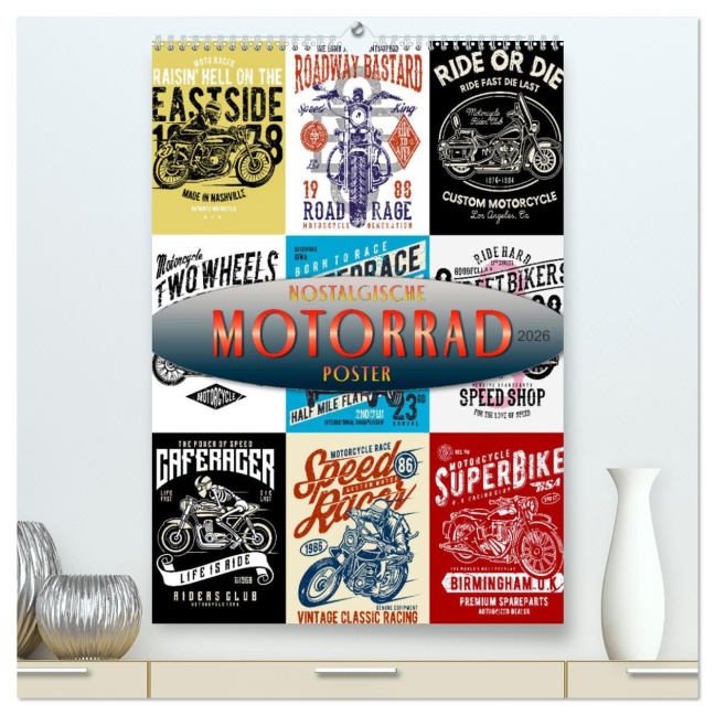 Motorrad - nostalgische Poster (hochwertiger Premium Wandkalender 2026 DIN A2 hoch), Kunstdruck in Hochglanz - Peter Roder