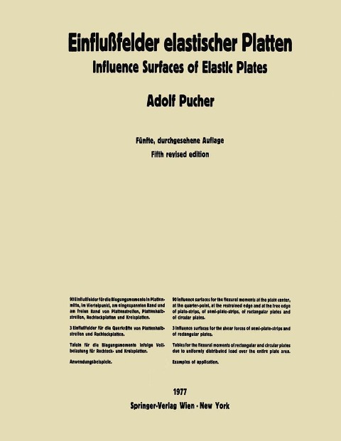 Einflußfelder elastischer Platten / Influence Surfaces of Elastic Plates - Adolf Pucher