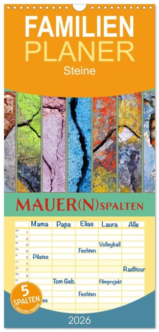 Familienplaner 2026 - MAUER(N)spalten mit 5 Spalten (Wandkalender, 21 x 45 cm) CALVENDO - Kathrin Sachse