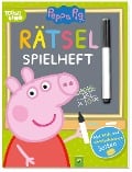 Cover-Bild zum Titel 'Peppa Pig -  Rätsel-Spielheft. Mit Stift und abwischbaren Seiten' von ''