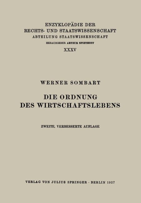 Die Ordnung des Wirtschaftslebens - Werner Sombart