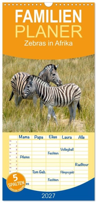 Familienplaner 2027 - Zebras in Afrika mit 5 Spalten (Wandkalender, 21 x 45 cm) CALVENDO - Christiane Kulisch