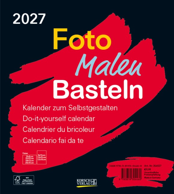 Foto-Malen-Basteln Bastelkalender schwarz 2027 - 
