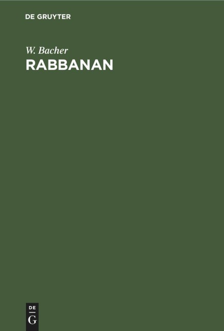 Rabbanan - W. Bacher