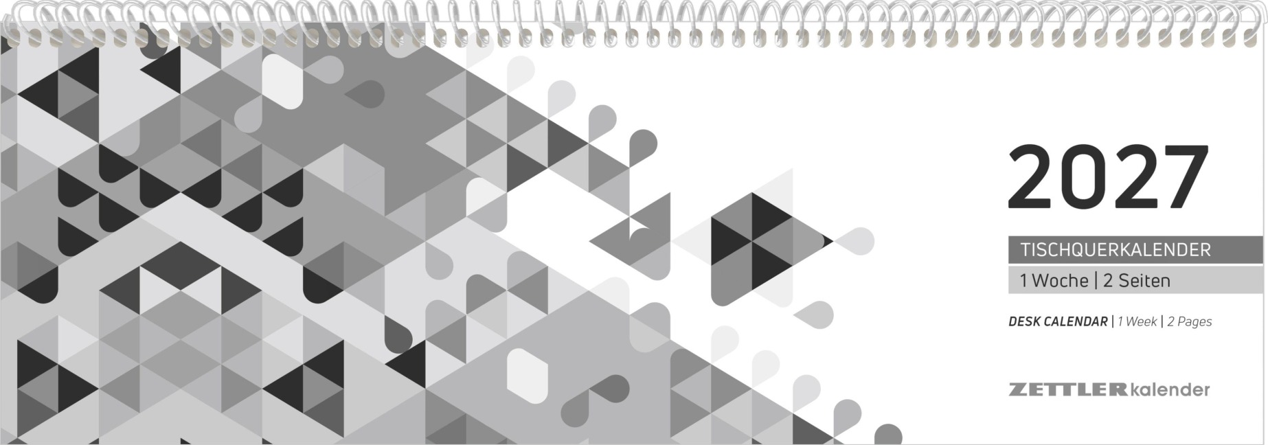 Tischquerkalender 1W/2S schwarz 2027 - 