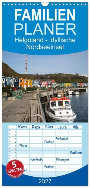 Familienplaner 2027 - Helgoland - idyllische Nordseeinsel mit 5 Spalten (Wandkalender, 21 x 45 cm) CALVENDO - Andrea Potratz